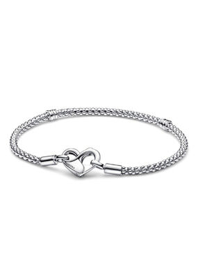 Women's Pandora Silver Beaded Heart Clasp Bracelet Size 6.25 NWOT